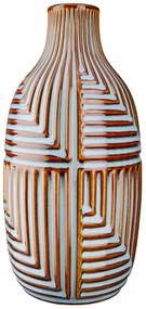 Βάζο "Batista" Striped Κεραμικό Μπλε Brown PU H. 28 cm D. 14 cm