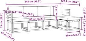 vidaXL Σειρά Καναπέ Εξωτερικού με μαξιλάρι 5 pcs Λευκό και Κρεμ