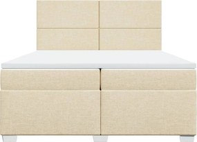 vidaXL Κρεβάτι Boxspring με Στρώμα Κρεμ 200x200 εκ. Υφασμάτινο