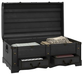 vidaXL Σεντούκι Θησαυρού Ξύλινο Μαύρο Μεγάλο Μέγεθος
