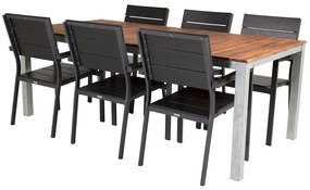 Σετ Τραπέζι και καρέκλες Dallas 585, Ξύλο, Μέταλλο, Polyξύλο, Ξύλο: Ακακία | Epipla1.gr