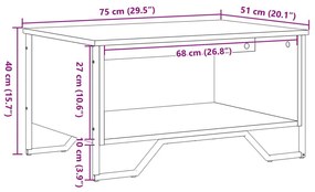 Τραπεζάκι Σαλονιού Καφέ Δρυς 75x51x40 εκ. Επεξεργασμ. Ξύλο - Καφέ