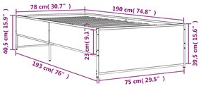 ΠΛΑΙΣΙΟ ΚΡΕΒΑΤΙΟΥ ΜΑΥΡΟ 75 X 190 ΕΚ. ΕΠΕΞ. ΞΥΛΟ &amp; ΜΕΤΑΛΛΟ 845251