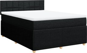 vidaXL Κρεβάτι Boxspring με Στρώμα Μαύρο 140x190 εκ. Υφασμάτινο