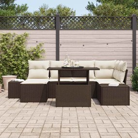 vidaXL Σετ Καναπέ Κήπου με μαξιλάρι 7 pcs Καφέ και κρεμ