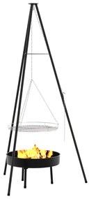 vidaXL Τρίποδο Μαγειρέματος Με Grill Grate Και Τηγάνι Φωτιάς 170 εκ.