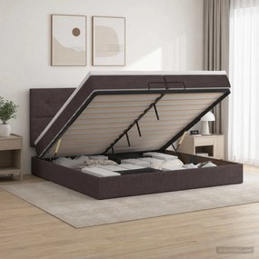 vidaXL Κρεβάτι Ottoman με στρώμα Σκούρο Καφέ 200 x 200 cm Ύφασμα