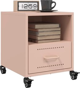 vidaXL Κομοδίνο Ροζ 36x39x43,5 εκ. από Χάλυβα
