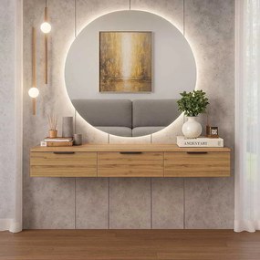 Κονσόλα με 3 συρτάρια Doha pakoworld σε μαύρη με oak απόχρωση 120x39x22cm