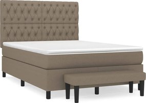 vidaXL Κρεβάτι Boxspring με Στρώμα Taupe 140x200 εκ. Υφασμάτινο