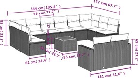 vidaXL Σετ Καναπέ Κήπου 13τεμ Μπεζ Συνθ. Ρατάν με Μαξιλάρια