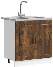 vidaXL Βάση νιπτήρα 2 pcs Καφέ 80 x 46 x 84.5 εκ. Επεξεργασμένο ξύλο
