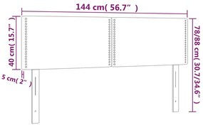 vidaXL Κεφαλάρι Κρεβατιού LED Ανοιχτό Γκρι 144x5x78/88 εκ. Υφασμάτινο