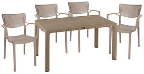 Τραπεζαρία Explore-Frontline σετ 5τεμ PP cappuccino 150x90x73,5εκ. 150x90x73.5 εκ.