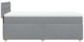 vidaXL Κρεβάτι Boxspring με Στρώμα Ανοιχτό Γκρι 90x200 εκ. Υφασμάτινο