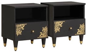 vidaXL Κομοδίνο 2 pcs Μαύρο 40 x 33 x 46 εκ. Στερεό ξύλο μάνγκο