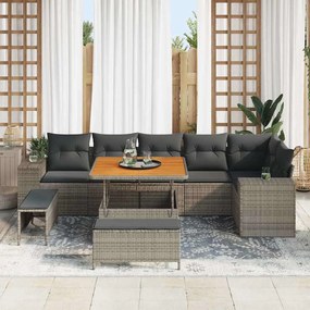 vidaXL Σετ Καναπέ Κήπου με μαξιλάρι 9 pcs Γκρι 100 x 100 x 71 cm