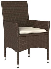 vidaXL Σέτ φαγητού για κήπο με μαξιλάρι 7 pcs Καφέ Πολυ ράταν