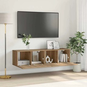 vidaXL Σετ επίπλου τηλεόρασης 2 pcs Καφέ Επεξεργασμένο ξύλο