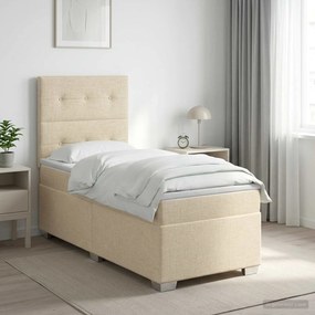 vidaXL Κρεβάτι box spring με στρώμα Κρεμ 100 x 200 cm Ύφασμα
