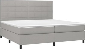 vidaXL Κρεβάτι Boxspring με Στρώμα Ανοιχτό Γκρι 200x200 εκ. Υφασμάτινο