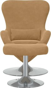 vidaXL Αυγό Καρέκλα με Σκαμνί Καφέ Βελούδο