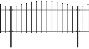 vidaXL Κάγκελα Περίφραξης με Λόγχες Μαύρα (0,5-0,75)x15,3 μ. Ατσάλινα