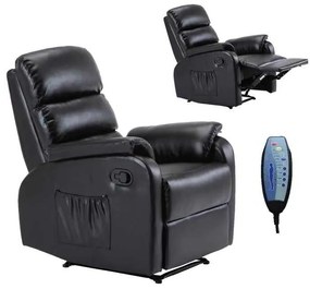 Πολυθρόνα Relax Massage COMFORT Pu Μαύρο 79x97x101cm