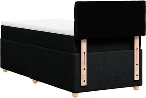 vidaXL Κρεβάτι Boxspring με Στρώμα Μαύρο 90x190 εκ.Υφασμάτινο
