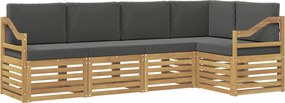 vidaXL Σειρά Καναπέ Εξωτερικού 5 pcs Άσπρο και Ανθρακί
