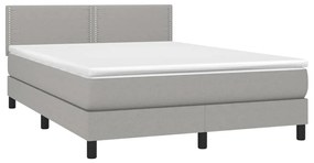 vidaXL Κρεβάτι Boxspring με Στρώμα & LED Αν.Γκρι 140x200 εκ Υφασμάτινο