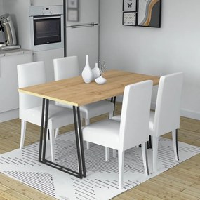Τραπέζι κουζίνας/σαλονιού Gable Megapap μεταλλικό - μελαμίνης χρώμα μαύρο - sonoma 140x80x76εκ.