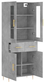 vidaXL Ντουλάπι Γκρι Σκυροδέματος 69,5x34x180 εκ. Επεξεργασμένο Ξύλο