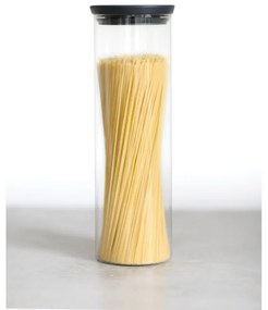 Γυάλινο βάζο Brabantia Stackable 646873, 1,9 l, Σφιχτό κλείσιμο, Πλένεται στο πλυντήριο πιάτων, Σκούρο γκρι