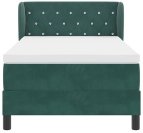 vidaXL Κρεβάτι Box Spring με Στρώμα Σκούρο Πράσινο 100x200 εκ. Βελούδο