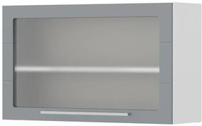 Ντουλάπι κρεμαστό Hudson V5-90-1KSP με βιτρίνα-Λευκό - Γκρι