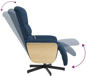 vidaXL Πολυθρόνα Μασάζ Ανακλινόμενη με Υποπόδιο Μπλε Υφασμάτινη