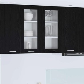 vidaXL Κρεμαστό ντουλάπι με πόρτα 2 pcs Μαύρη Οξυά 40 x 31 x 80 εκ.