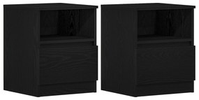 vidaXL Κομοδίνα 2 τμχ Μαύρο Δρυς 40x40x50 εκ Επεξεργασμένο ξύλο