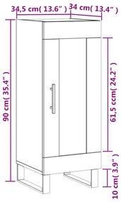 Ντουλάπι Γυαλιστερό Λευκό 34,5x34x90 εκ. Επεξεργασμένο Ξύλο - Λευκό