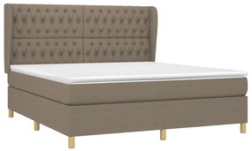 vidaXL Κρεβάτι Boxspring με Στρώμα Taupe 180x200 εκ. Υφασμάτινο