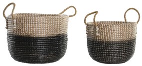 Σετ Καλαθιών DKD Home Decor Φυσικό Γκρι Θαλασσινό γρασίδι (41 x 25 x 42 cm) (2 Τεμάχια)