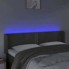 Κεφαλάρι Κρεβατιού LED Σκούρο Γκρι 147x16x78/88 εκ. Βελούδινο - Γκρι