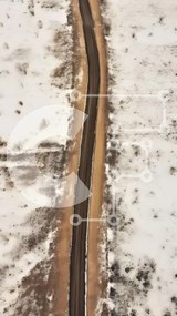 Intra Συλλεκτικό Ξύλινο Παζλ Plywood  4mm - Εναέρια άποψη του χιονισμένου δρόμου στην έρημο Σε Ξύλινο Κουτί - Διαστάσεις: 10x10 cm – 25 κομμάτια