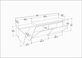 Έπιπλο Τηλεόρασης Λευκό / Καρυδί SILES 180x35x28.6