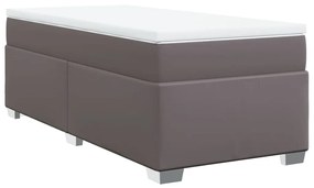 vidaXL Κρεβάτι Boxspring με Στρώμα Γκρι 100x200εκ. από Συνθετικό Δέρμα