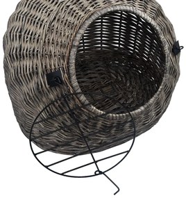 vidaXL Καλάθι Μεταφοράς Γάτας Γκρι 45x35x35 εκ. από Φυσικό Ξύλο Ιτιάς