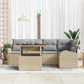 vidaXL Σετ Καναπέ Κήπου 6 pcs μπεζ και ανοιχτό γκρι 100 x 55 x 73 εκ