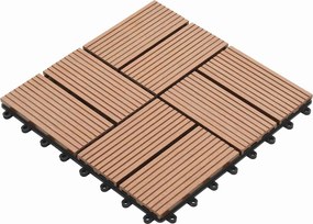 vidaXL Πλάκα Κατασκευής 11 pcs Καφέ 30 x 30 cm WPC