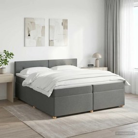 vidaXL Κρεβάτι box spring με στρώμα Σκούρο Γκρι 200 x 200 cm Ύφασμα